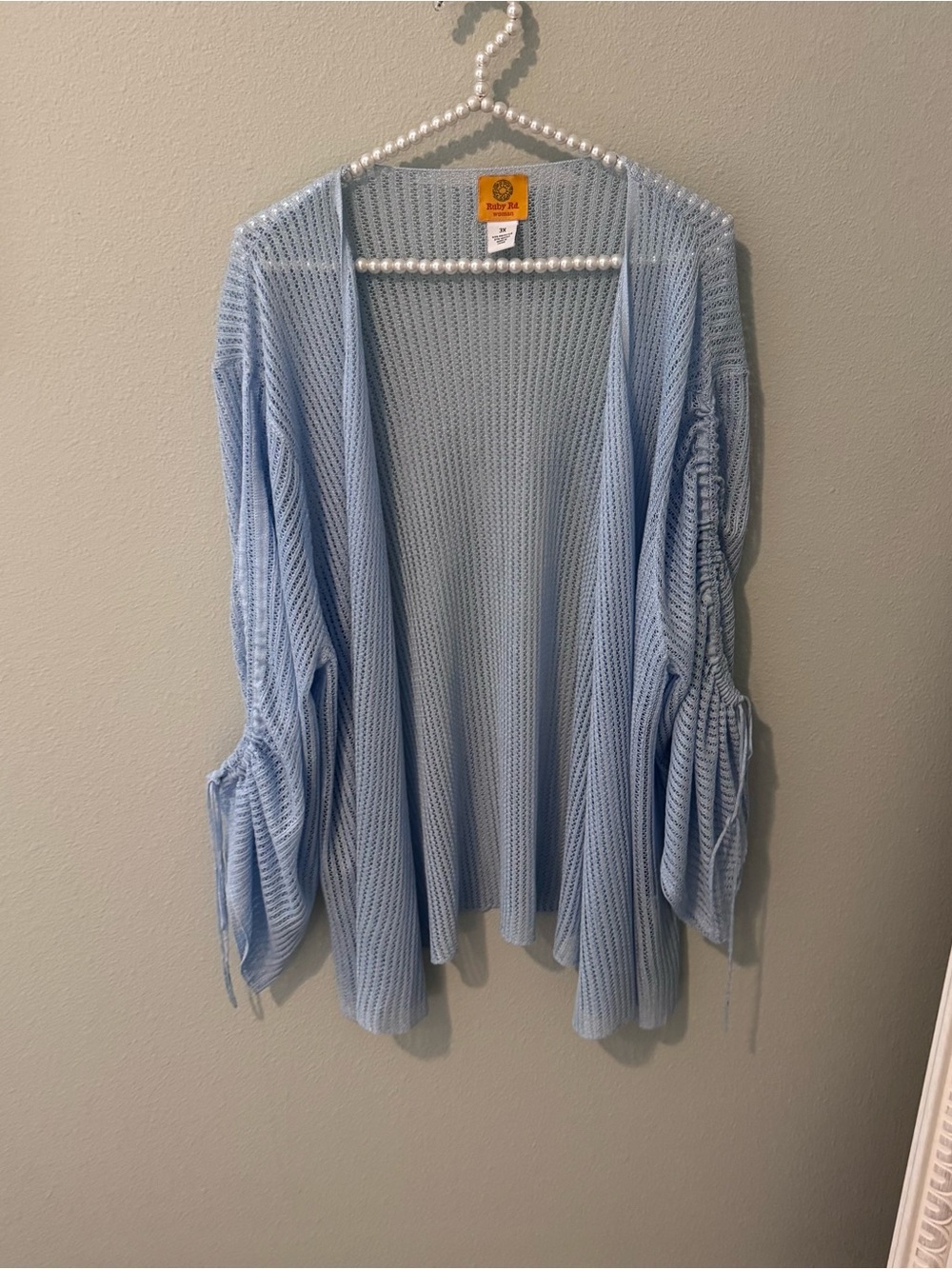 Ruby Rd. Light Blue Open Knit Cardigan